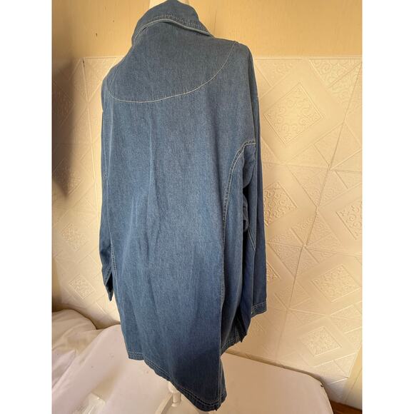 Jacket Tudor court size 4x women's blue denim 2 big pockets with buttons - Picture 4 of 16